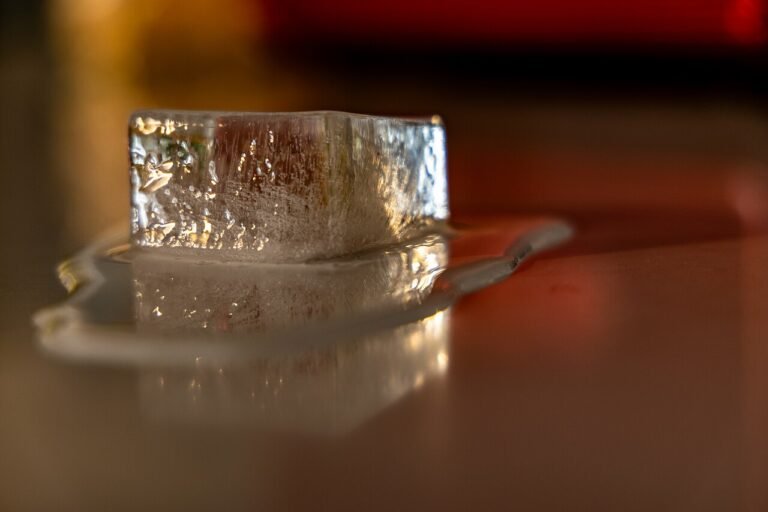 Ice cubes melting into water showing states of matter for kids