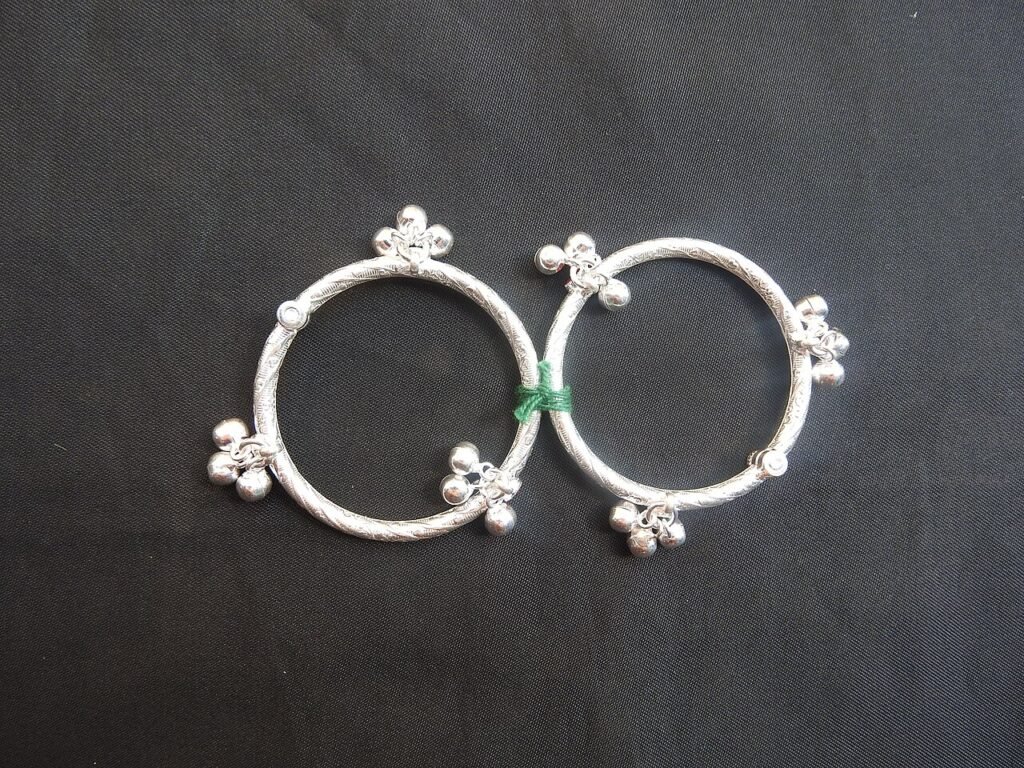 Traditional silver anklets with small bells, from a short story about responsibility for kids