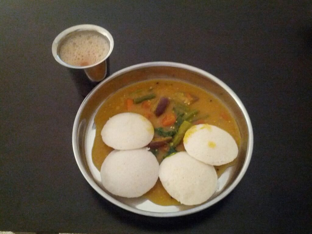 South Indian breakfast of idli, dosa and chutneys, a traditional Andhra breakfast